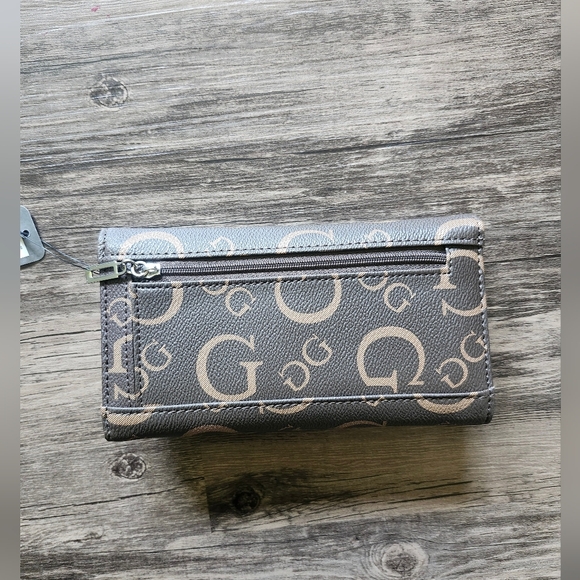 NWT GUESS Logo Monogram Brown And Tan Wallet - Picture 5 of 5